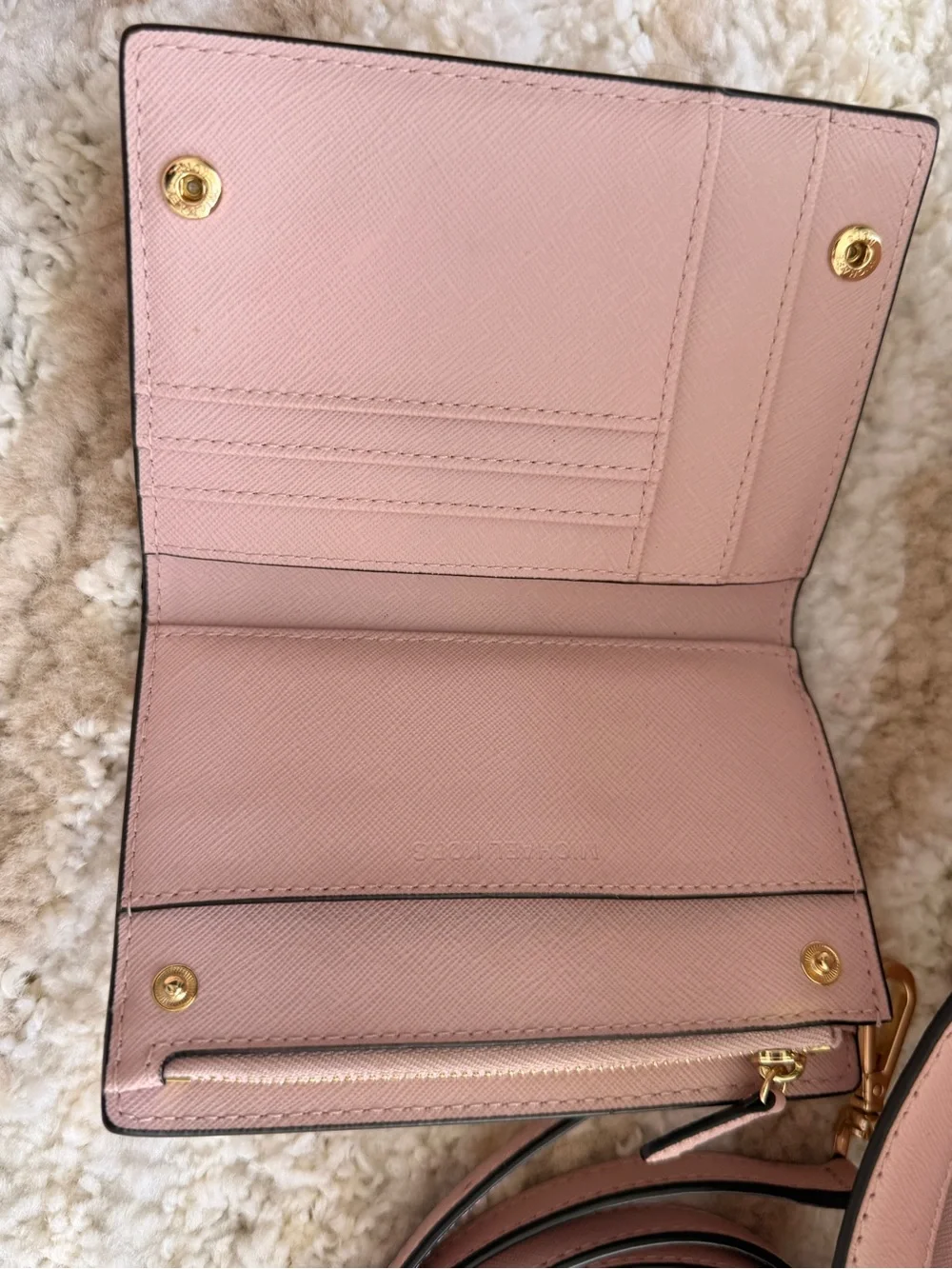 Michael Kors Dusty Pink Leather Shoulder Bag with Card Case